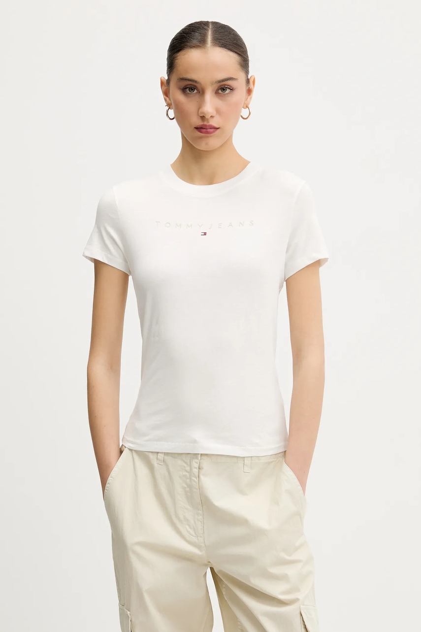 Bavlněné tričko Tommy Jeans bílá barva, DW0DW20315