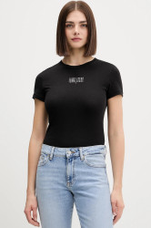 Bavlněné tričko Tommy Jeans dámské, černá barva, DW0DW21841