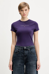 Bavlněné tričko Tommy Jeans dámské, fialová barva, DW0DW21550