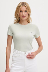 Bavlněné tričko Tommy Jeans dámské, zelená barva, DW0DW21164