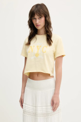 Bavlněné tričko Tommy Jeans dámské, žlutá barva, DW0DW20424