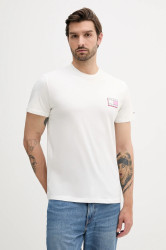 Bavlněné tričko Tommy Jeans pánské, bílá barva, s potiskem, DM0DM21577