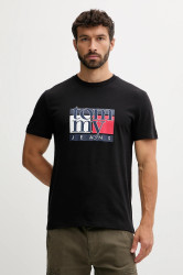 Bavlněné tričko Tommy Jeans pánské, černá barva, DM0DM21977