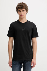 Bavlněné tričko Tommy Jeans pánské, černá barva, DM0DM22138