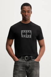 Bavlněné tričko Tommy Jeans pánské, černá barva, DM0DM22317