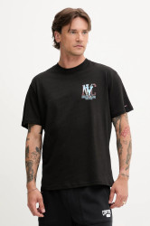 Bavlněné tričko Tommy Jeans pánské, černá barva, s potiskem, DM0DM21831