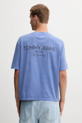 Bavlněné tričko Tommy Jeans pánské, modrá barva, DM0DM21975