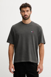 Bavlněné tričko Tommy Jeans pánské, šedá barva, DM0DM21975