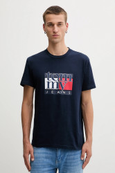 Bavlněné tričko Tommy Jeans pánské, tmavomodrá barva, DM0DM21977