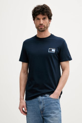 Bavlněné tričko Tommy Jeans pánské, tmavomodrá barva, s potiskem, DM0DM21577