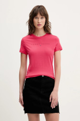 Bavlněné tričko Tommy Jeans růžová barva, DW0DW20315