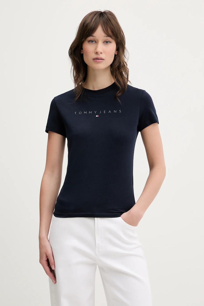 Bavlněné tričko Tommy Jeans tmavomodrá barva, DW0DW20315