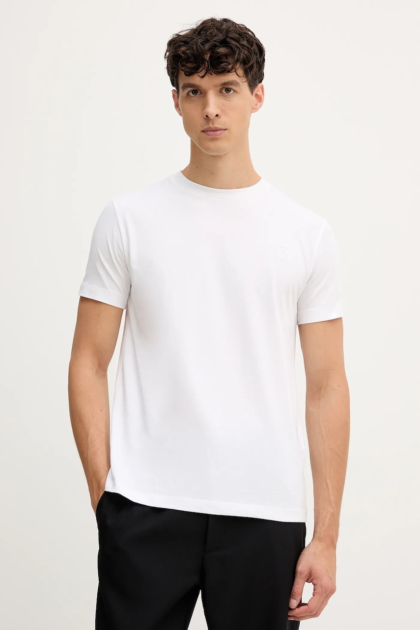 Bavlněné tričko Trussardi pánské, bílá barva, G0278000048N