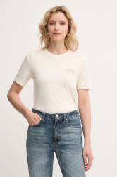 Bavlněné tričko Twinset dámské, béžová barva, 252TP2051