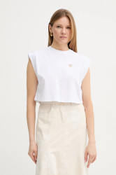 Bavlněné tričko Twinset dámské, bílá barva, 251TT2043