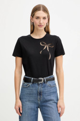 Bavlněné tričko Twinset dámské, černá barva, 252TT2312