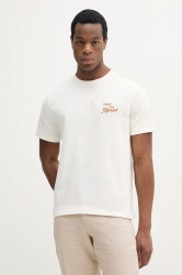 Bavlněné tričko United Colors of Benetton béžová barva, s aplikací, 34BNU10AP