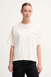 Bavlněné tričko United Colors of Benetton dámské, béžová barva, 35P5D10AR