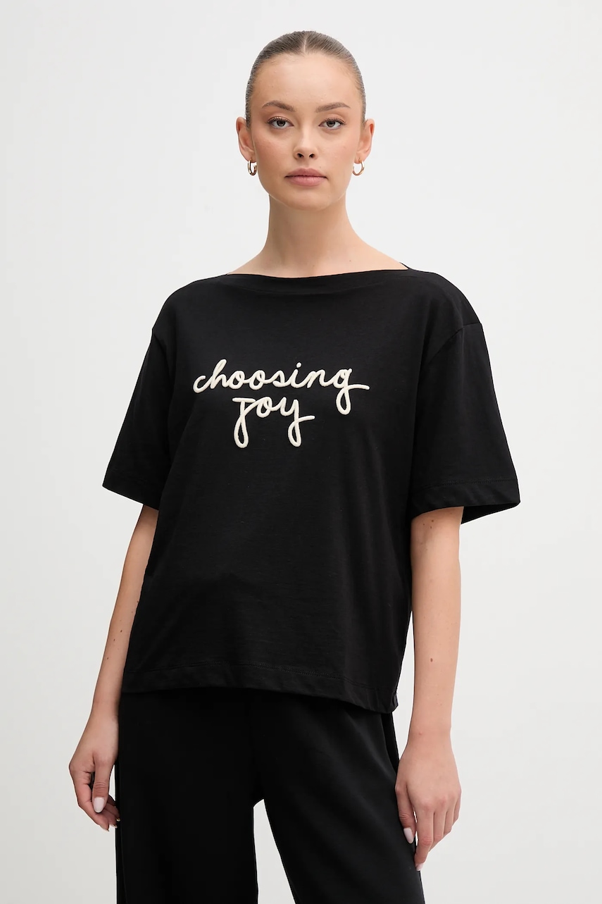 Bavlněné tričko United Colors of Benetton dámské, černá barva, 35P5D10AV