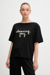 Bavlněné tričko United Colors of Benetton dámské, černá barva, 35P5D10AV