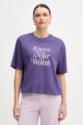 Bavlněné tričko United Colors of Benetton dámské, fialová barva, 3DCJD10B9