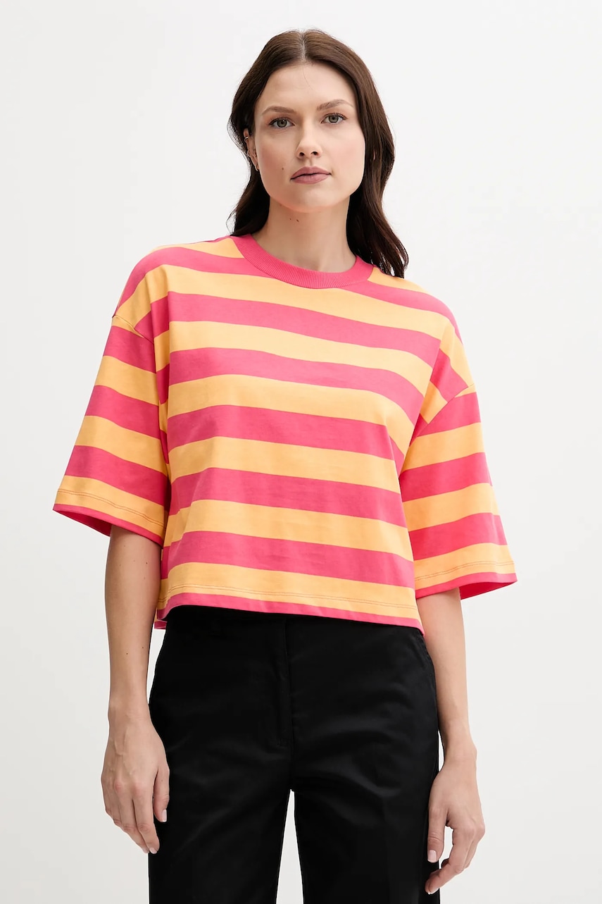 Bavlněné tričko United Colors of Benetton dámské, růžová barva, 32JPD10A5