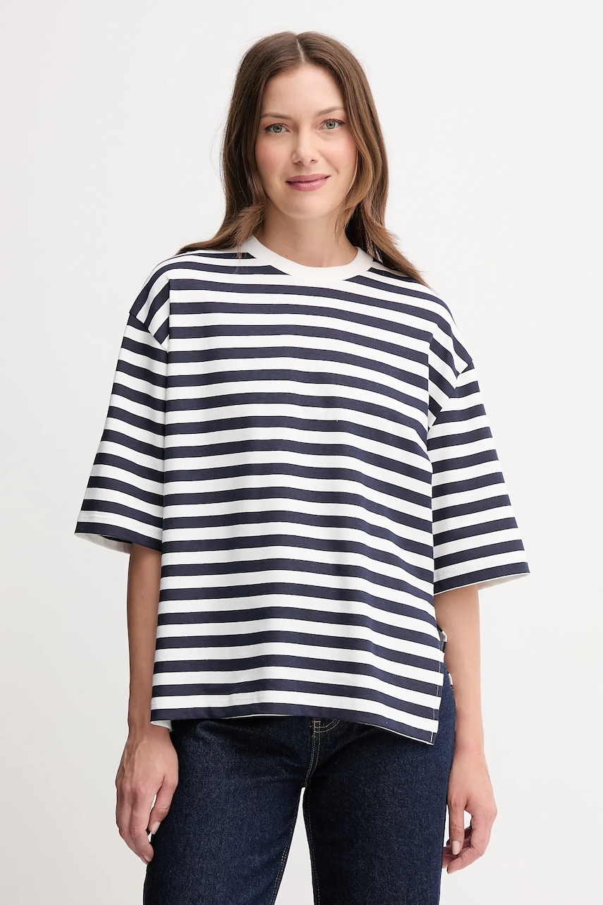 Bavlněné tričko United Colors of Benetton dámské, tmavomodrá barva, 34N1D10AO