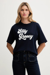 Bavlněné tričko United Colors of Benetton dámské, tmavomodrá barva, 3MI5D10AY