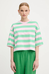 Bavlněné tričko United Colors of Benetton dámské, zelená barva, 32JPD10A5