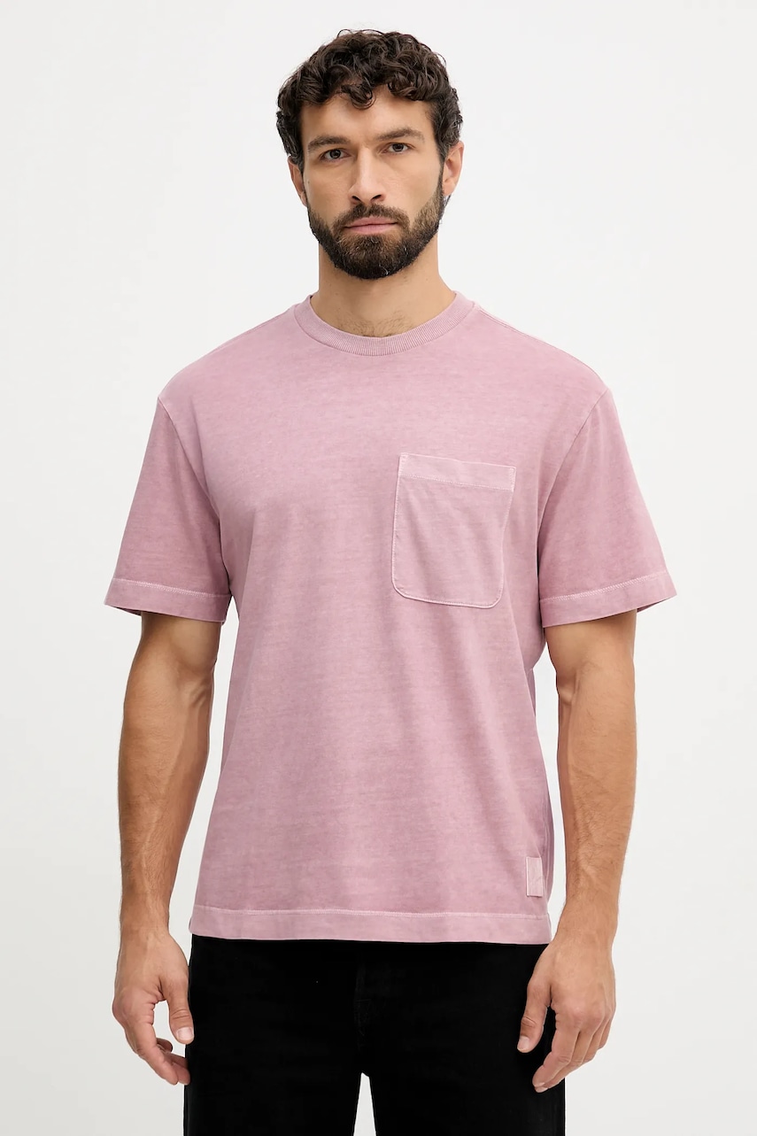 Bavlněné tričko United Colors of Benetton pánské, růžová barva, 3ZITU10AV