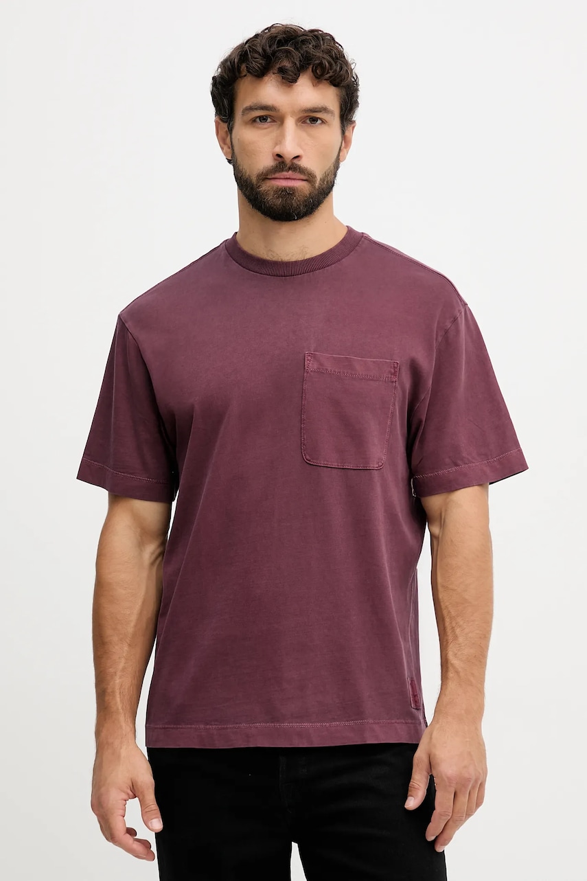 Bavlněné tričko United Colors of Benetton pánské, vínová barva, 3ZITU10AV