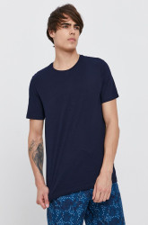Bavlněné tričko United Colors of Benetton tmavomodrá barva, hladké