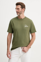 Bavlněné tričko United Colors of Benetton zelená barva, s aplikací, 34BNU10AP