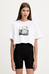 Bavlněné tričko Vans dámské, bílá barva, VN000RCHWHT1