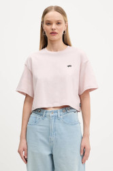 Bavlněné tričko Vans dámské, růžová barva, VN000P5QO3N1
