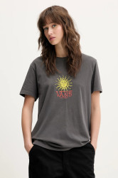 Bavlněné tričko Vans dámské, šedá barva, VN000NXA1O71
