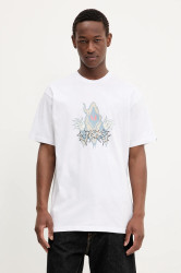 Bavlněné tričko Vans pánské, bílá barva, s potiskem, VN000M6DWHT1