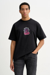 Bavlněné tričko Vans pánské, černá barva, s potiskem, VN000PE7BLK1