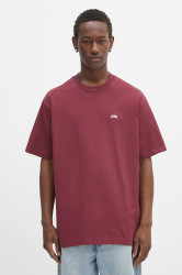 Bavlněné tričko Vans pánské, vínová barva, s aplikací, VN000P1PBRG1