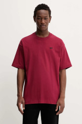 Bavlněné tričko Vans pánské, vínová barva, s aplikací, VN000P56BRD1
