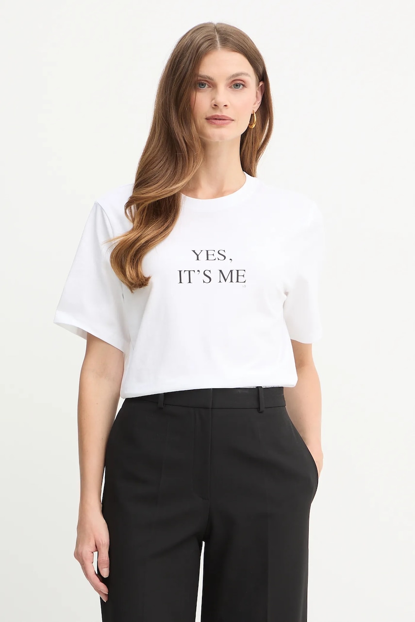 Bavlněné tričko Victoria Beckham dámské, bílá barva, 1425JTS006986A