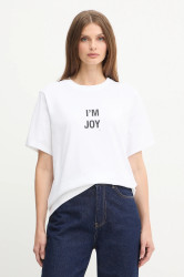 Bavlněné tričko Victoria Beckham dámské, bílá barva, 1425JTS007015A