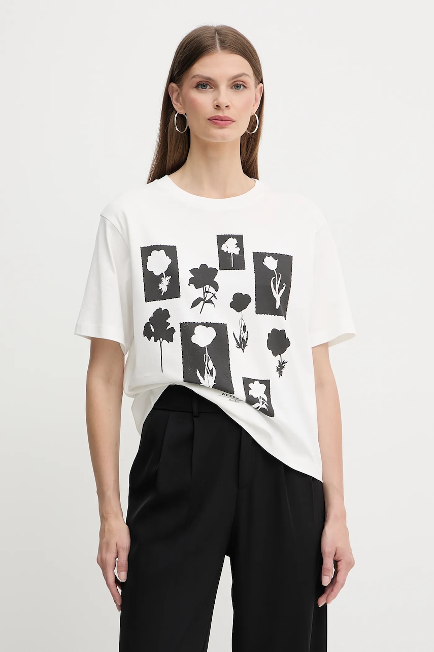 Bavlněné tričko Weekend Max Mara dámské, bílá barva, 2525976051600