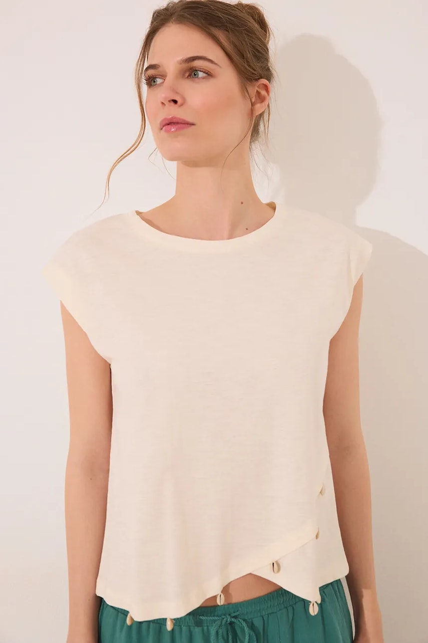 Bavlněné tričko women'secret dámské, béžová barva, 3279707