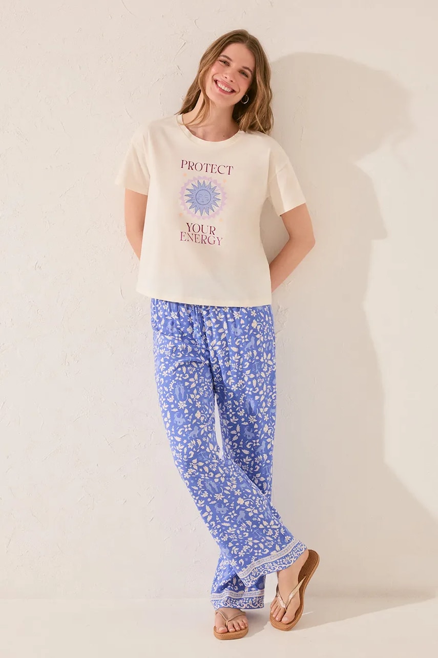 Bavlněné tričko women'secret dámské, béžová barva, 3279711