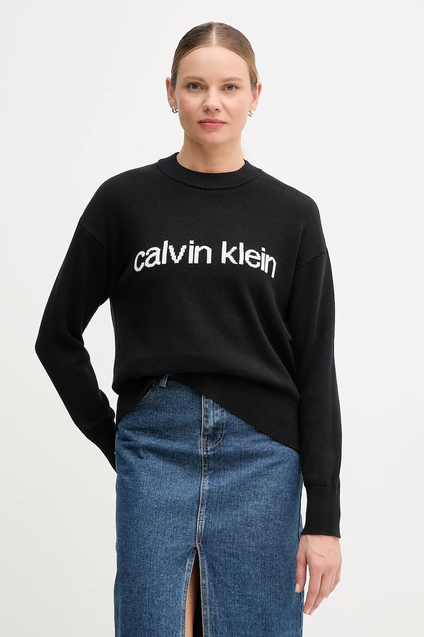 Bavlněný svetr Calvin Klein Jeans dámský, černá barva, LV047C311G