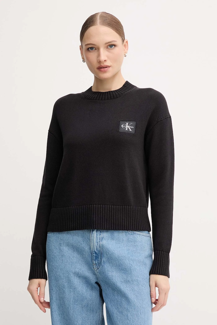 Bavlněný svetr Calvin Klein Jeans dámský, černá barva, LV047D351G
