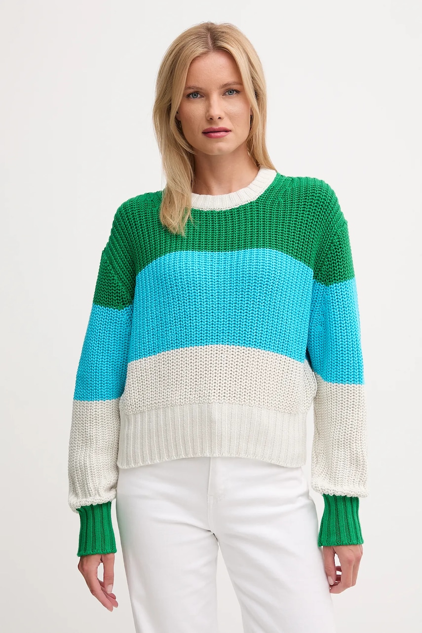 Bavlněný svetr Calvin Klein Jeans dámský, zelená barva, LV047D302G