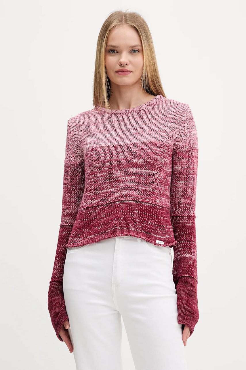 Bavlněný svetr Guess Originals dámský, růžová barva, W5BR68 Z3HM1