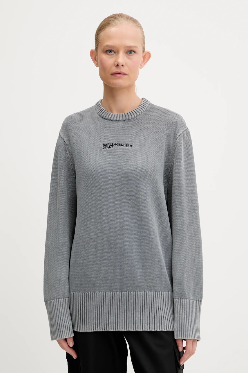 Bavlněný svetr Karl Lagerfeld Jeans dámský, šedá barva, A3W18037